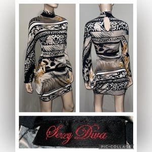 SEXY DIVA Animal Print mini Dress M